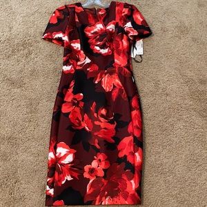 Calvin Klein red cap sleeved dress, size 4